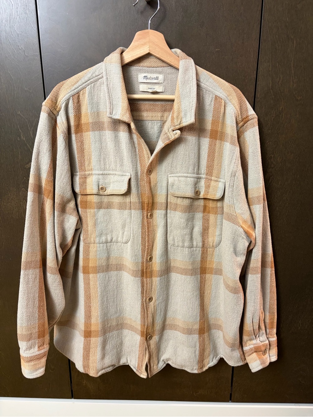Madewell Men's Tan Plaid flannel shacket